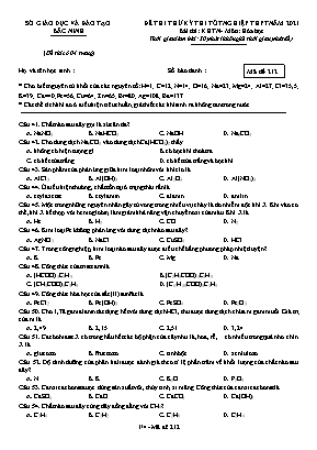 Đề thi thử Tốt nghiệp THPT môn Hóa học - Mã đề 212 - Năm học 2020-2021 - Sở giáo dục và đào tạo Bắc Ninh (Có đáp án)